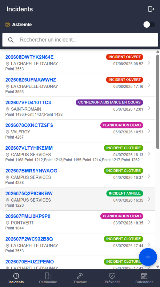 Mobile app — incidents