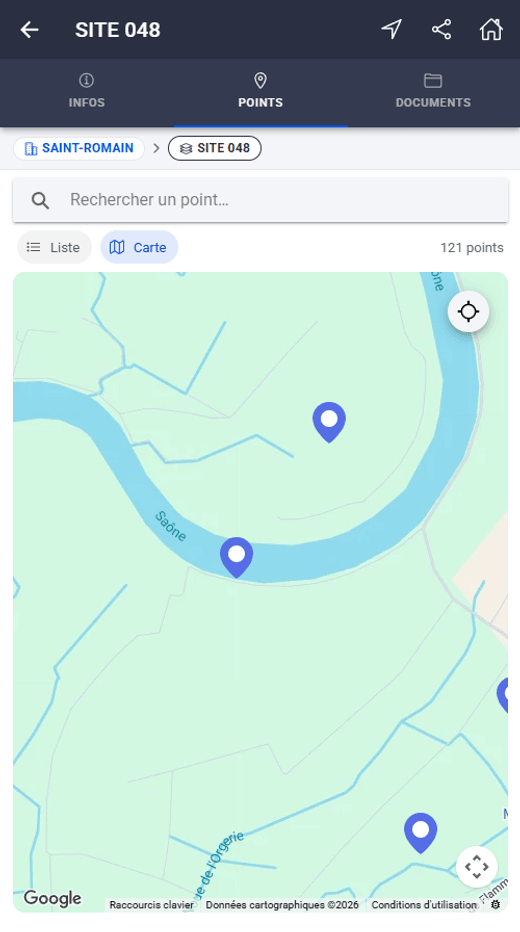 Mobile app — points map